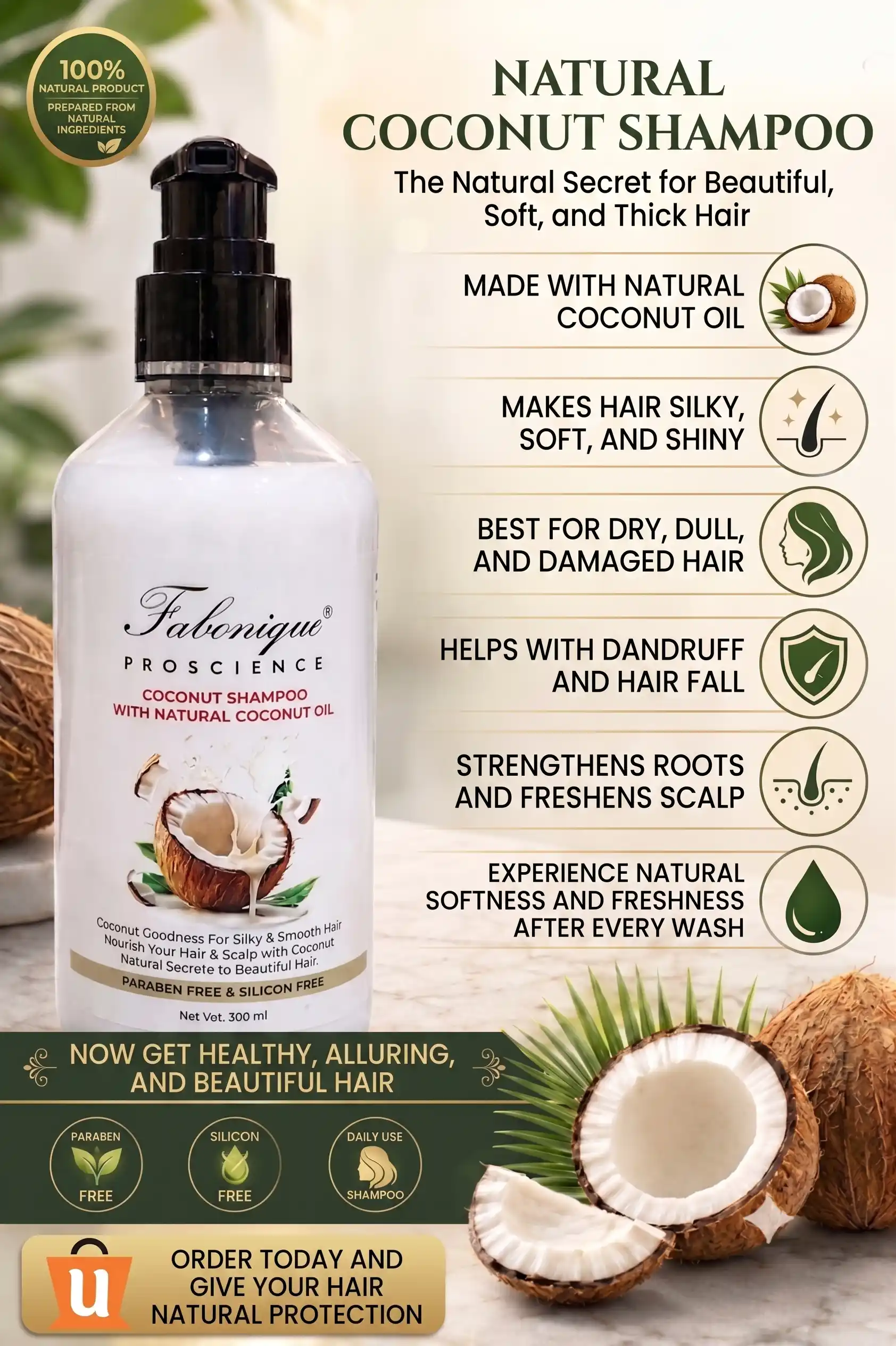 Natural Coconut Shampoo – 300ml